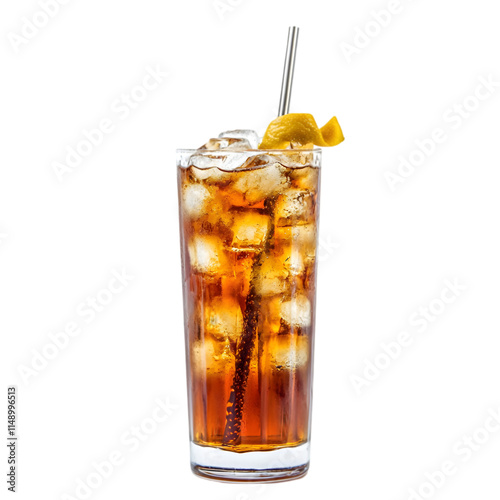 Iced Tea Long Drink  Refreshing Summer Beverage  Cold Cola with Lemon Twist