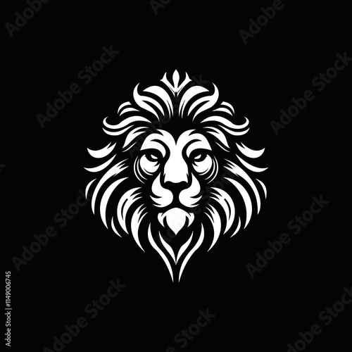 fearsome, authoritative, charismatic lion head logo