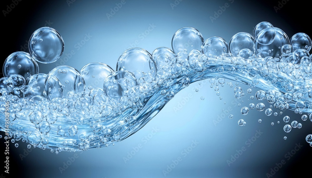 A wave of clear water with many bubbles rising A wave of clear water with many bubbles rising