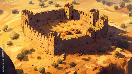 The stalwart boundaries of a stronghold from feudal times yet rise. Stalwart. Illustration