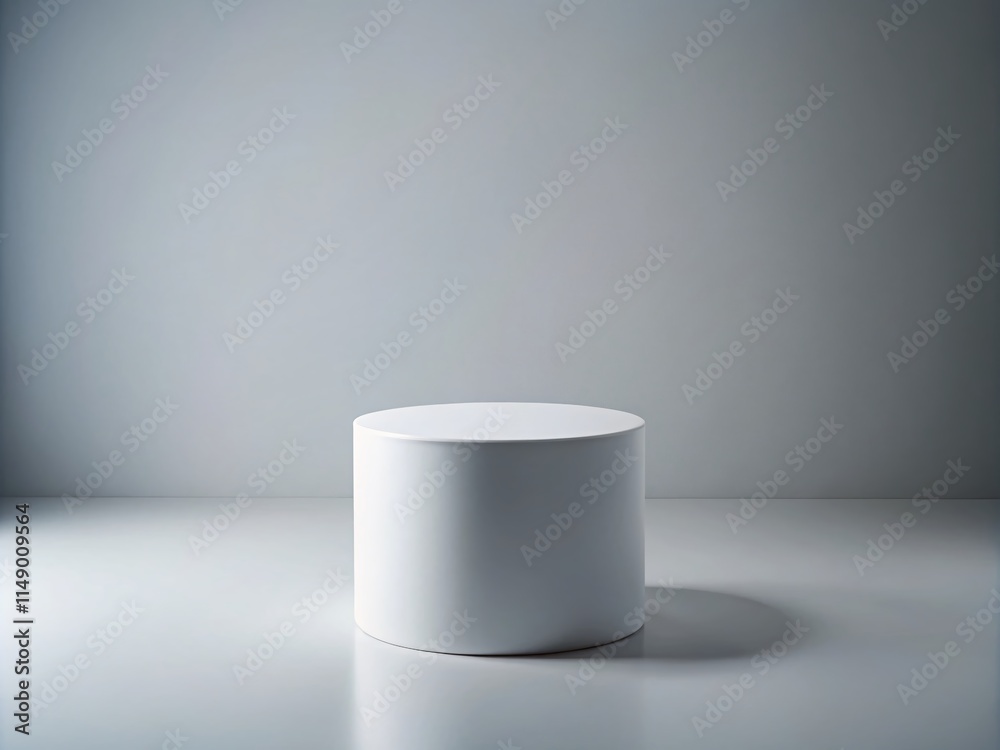 Elegant White Pedestal Mockup on Gray Background for Product Display, Fashion Photography, Minimalist Branding Elegant White Pedestal Mockup on Gray Background for Product Display, Fashion Photography, Minimalist Branding