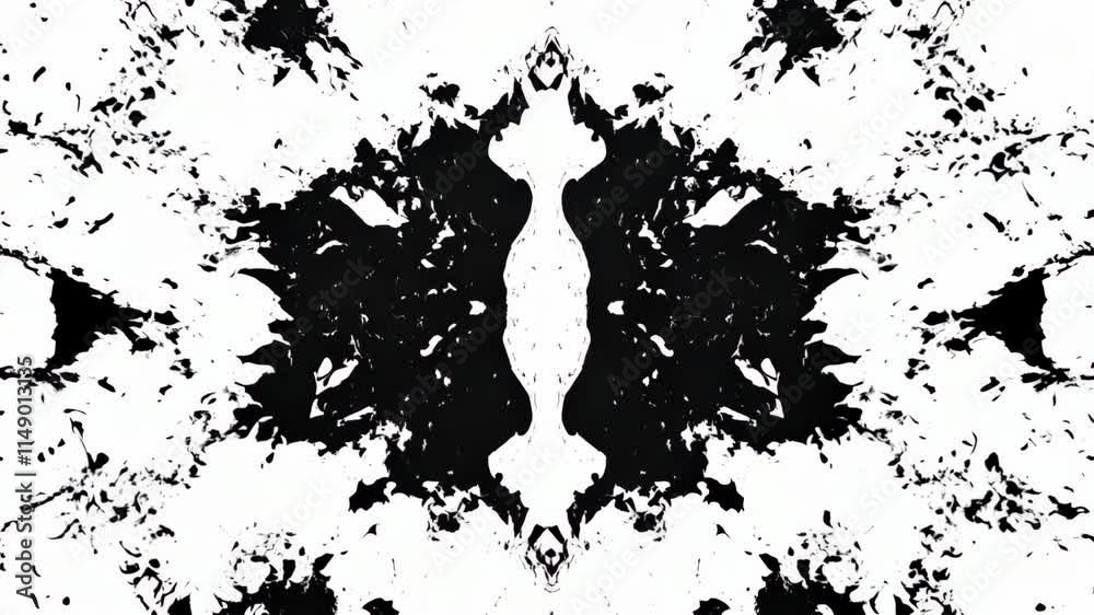 Abstract inkblot patterns transform in surreal symmetry experiment