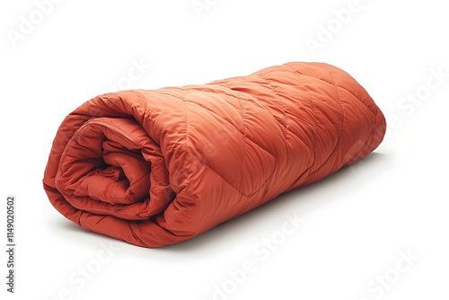 sleeping bag rolled up isolated on white background 