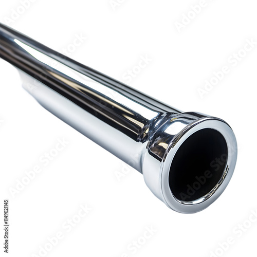 Polished Chrome Pipe  Metal Tube  Industrial Plumbing  Shiny Surface  Reflective  Manufact photo