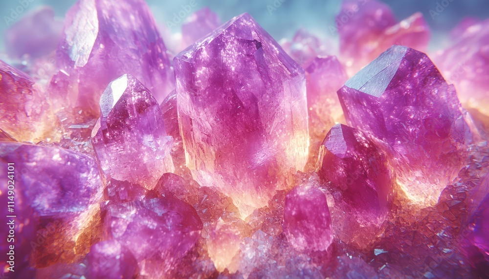 Luminous Pink Crystal Cluster Formation Luminous Pink Crystal Cluster Formation