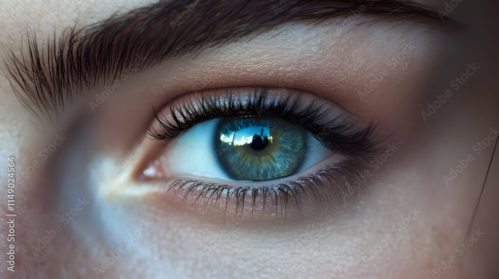 Close-up Eye Macro Photography, Realistic Image Close-up Eye Macro Photography, Realistic Image