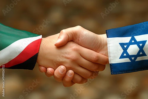 Close-up of Diplomatic Hands Shaking as a Symbol of Peace Between Israel and Palestine