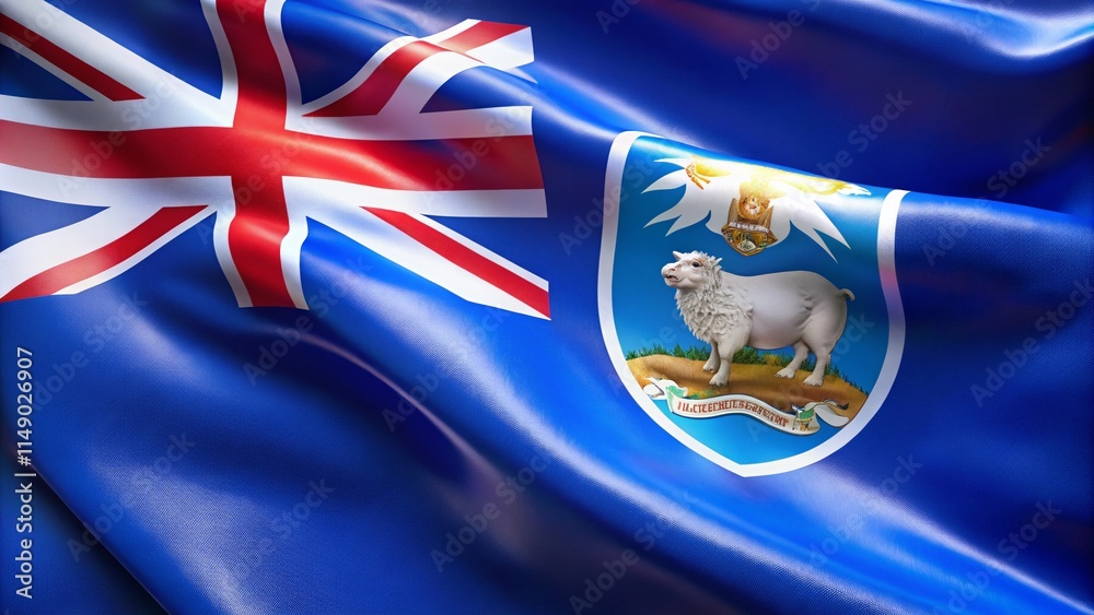 Fototapeta premium Falkland Islands Flag: Crisp Close-Up with Shallow Depth of Field