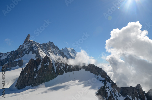 From the top station of the Mont Blanc cable car, enjoy breathtaking views of Europe’s highest peaks, vast glaciers, and valleys below. A spectacular panorama of the Alps unfolds in every direction. photo