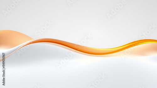 Abstract background with smooth amber and serge waves on a light white surface, elegant 3D rendering