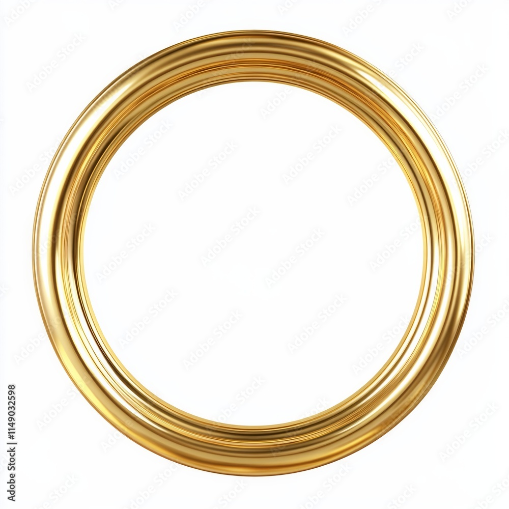 Elegant round golden frame with detailed carvings on white background Elegant round golden frame with detailed carvings on white background