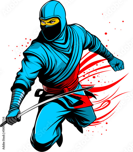 A ninja fighter attacking using his saber 