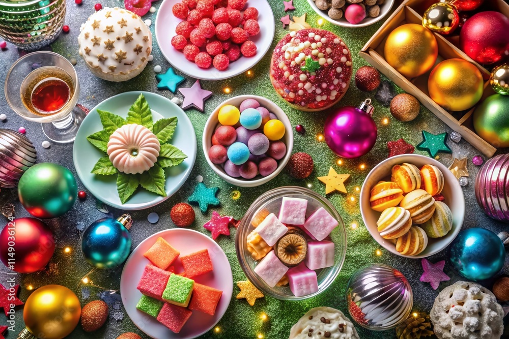 Festive New Year's Dessert Table: Confetti, Macarons & Gifts - Cooking Class Wallpaper Festive New Year's Dessert Table: Confetti, Macarons & Gifts - Cooking Class Wallpaper