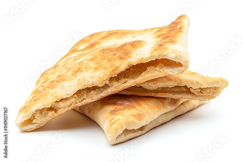 pita bread with hummus food isolated on white background photo
