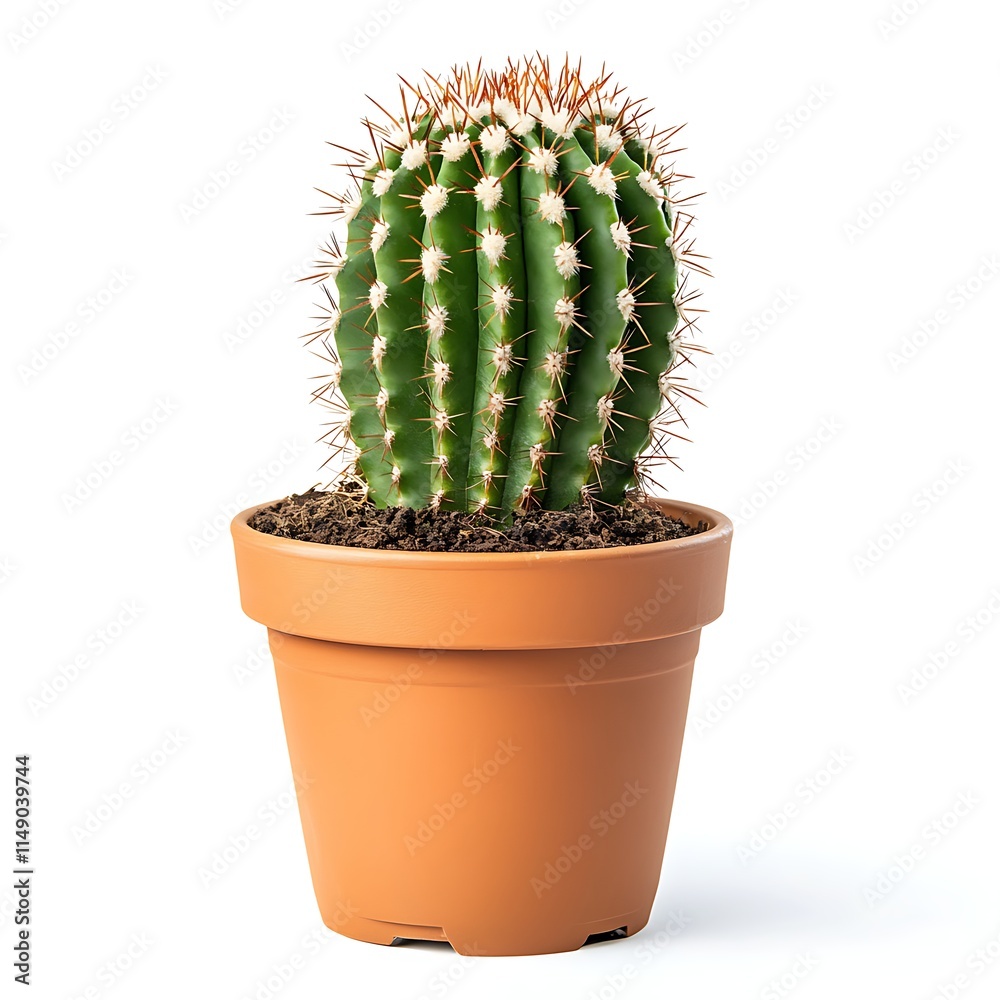 cactus in a pot isolated on white background