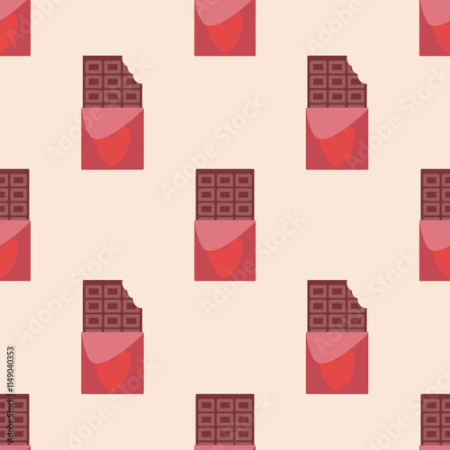 seamless pattern with milk chocolate bars for valentines day, flat vector illustration, perfect for your holiday background, textile, greeting card, wrapping