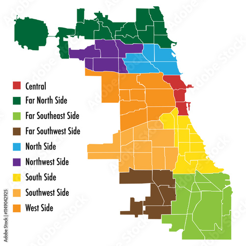 Vector map of the Chicago districts