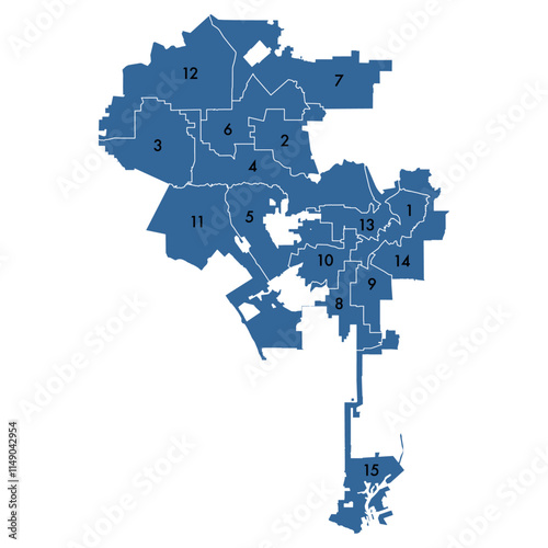 Vector map of the Los Angeles districts