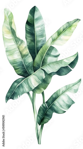 banana plant leaf isolated on white background