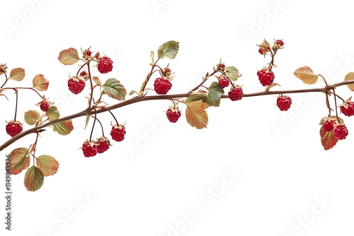 raspberry branch isolated on white background photo