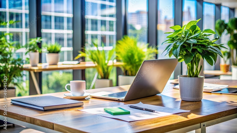 Focused Office Worker at Desk, Modern Workspace, Rule of Thirds Composition Focused Office Worker at Desk, Modern Workspace, Rule of Thirds Composition