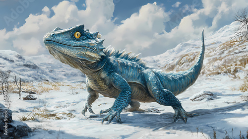 Frostbasilisk a basilisk whose gaze freezes its targets solid. Basilisk. Illustration