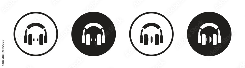 Vector Headphone Icon In Circles. Headphone Icon Set Vector Headphone Icon In Circles. Headphone Icon Set
