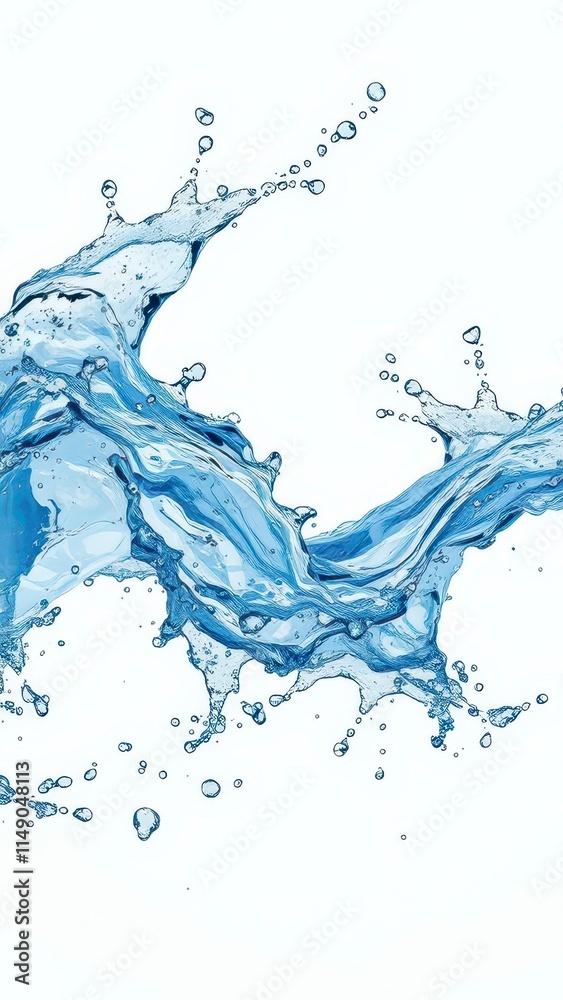 Obraz premium Close-up of water splashes with different shapes and sizes of waves, creating a dynamic visual effect , high resolution, water elements., water splashes