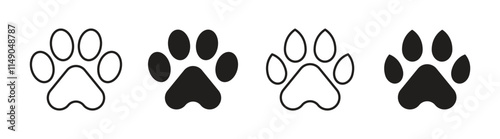 Vector Paw Icon Set. Paw Icon In Outline And Glyph