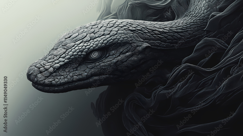 Naklejka premium Basilisk: the mythical serpent of legend. generative ai. Basilisk. Illustration