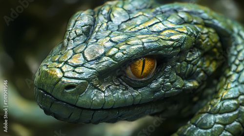 Close up of a fictional mythical slimey basilisk. Basilisk. Illustration