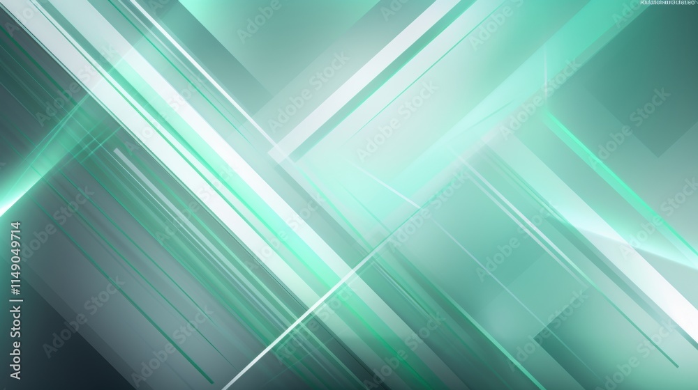 Leuchtende grüne Lichtlinien mit geometrischen Formen