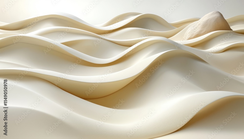 Obraz premium Abstract Cream Colored Waves With Rock