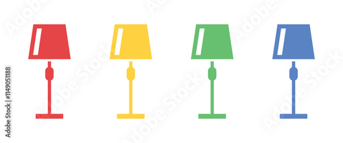 Vector Night Lamp Icon Set. Table Lamp Icons. Study Lamp Symbols