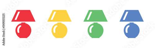 Vector Night Lamp Icon Set. Table Lamp Icons. Study Lamp Symbols
