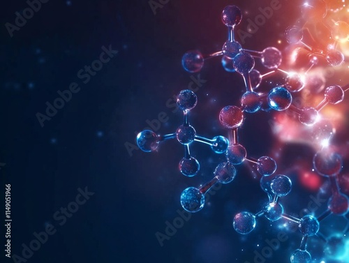 Abstract Science atoms and molecules. View of Human Genome Structure on Dark Background