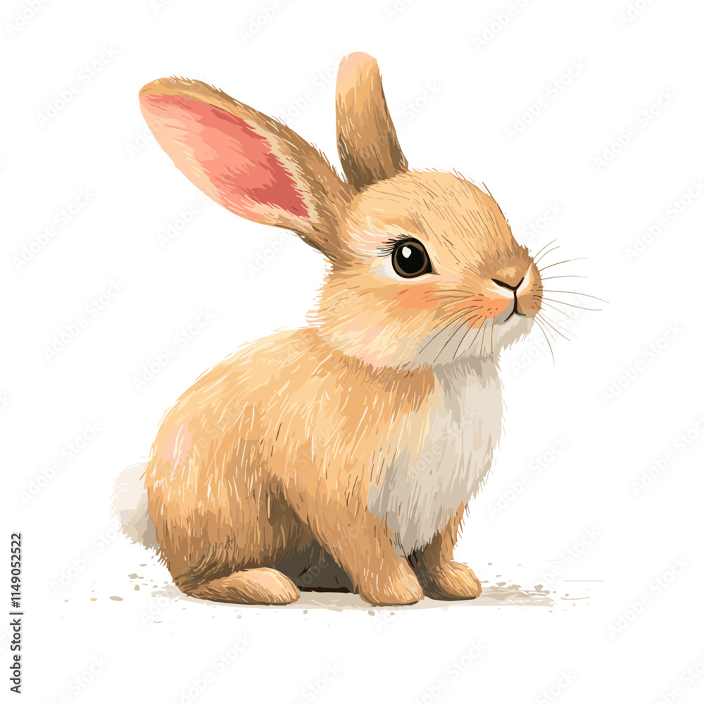 Fototapeta premium Vector watercolor style bunny illustration of a rabbit easter bunny Clip art image on a white background