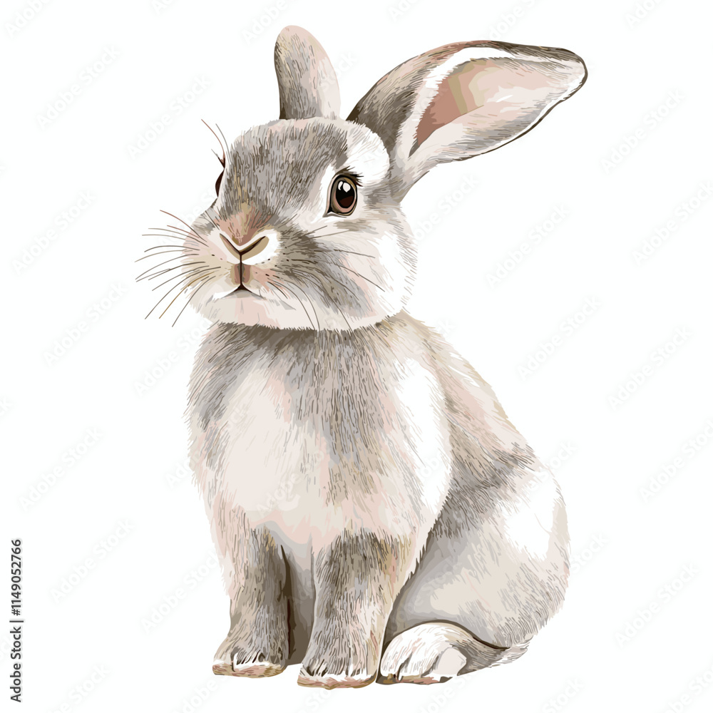 Vector watercolor style bunny illustration of a rabbit easter bunny Clip art image on a white background