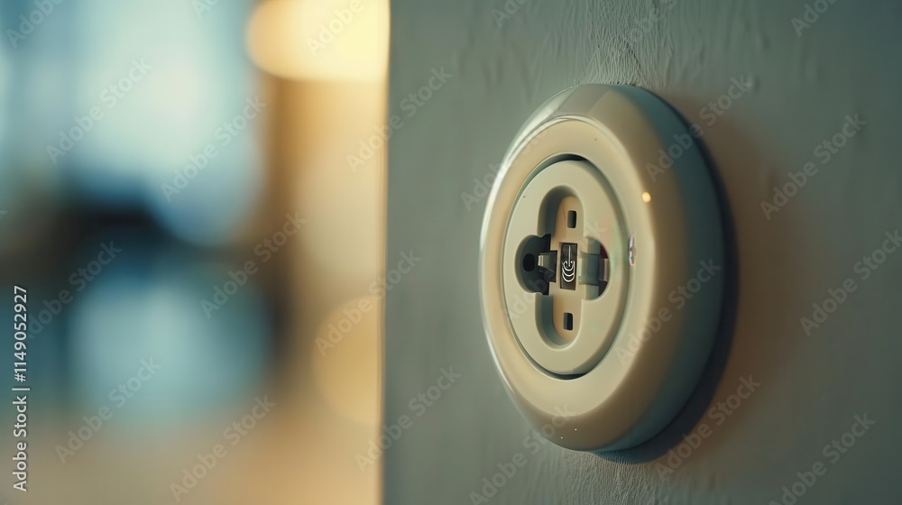 A close-up of a wall socket, illustrating its design and functionality in a modern setting. A close-up of a wall socket, illustrating its design and functionality in a modern setting.