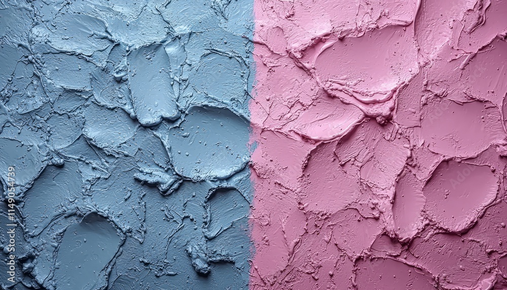 Textured paint divided blue and pink hues Textured paint divided blue and pink hues