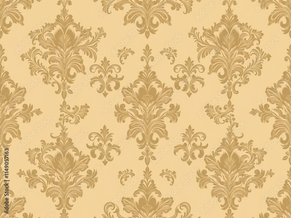 Intricate and elegant seamless damask wallpaper design in a classic color scheme, seamless, floral, ornate Intricate and elegant seamless damask wallpaper design in a classic color scheme, seamless, floral, ornate