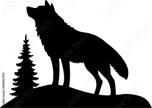 wolf black silhouette vector logo