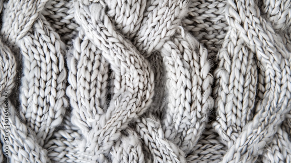 soft white and gray knitted fabric with braided patterns, showcasing intricate details and a cozy texture for a modern and elegant aesthetic soft white and gray knitted fabric with braided patterns, showcasing intricate details and a cozy texture for a modern and elegant aesthetic