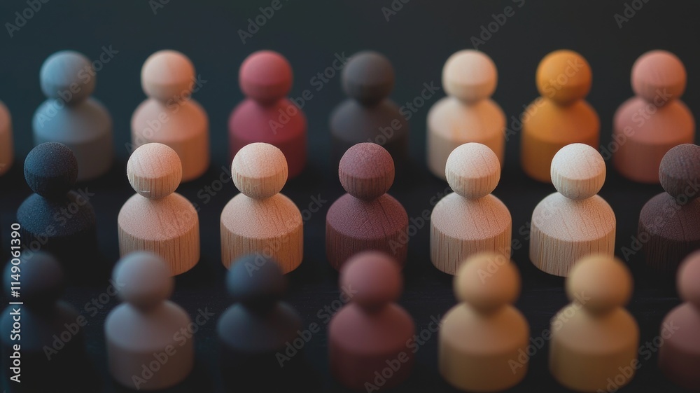 A Collection of Diverse Wooden Figurines Elegantly Arranged in Beautiful Patterns A Collection of Diverse Wooden Figurines Elegantly Arranged in Beautiful Patterns