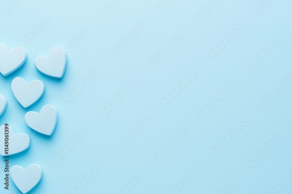 Soft Blue Hearts on Pristine Background for Valentine's Day Concept Design and Decoration Soft Blue Hearts on Pristine Background for Valentine's Day Concept Design and Decoration