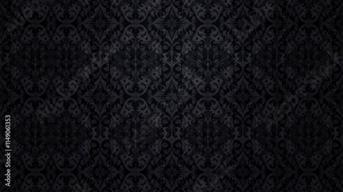 Fototapeta Naklejka Na Ścianę i Meble -  Intricate seamless gothic damask wallpaper design with dark and elegant motifs, seamless, wallpaper, dark