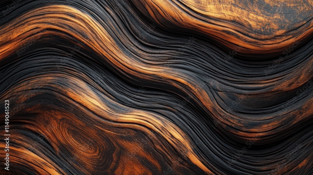 Abstract wavy dark brown and orange wood texture. Abstract wavy dark brown and orange wood texture.