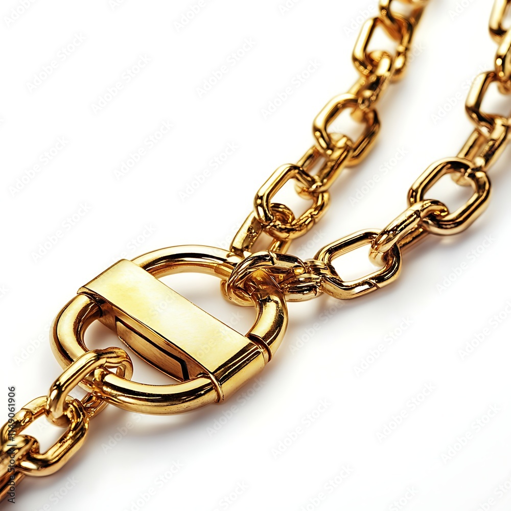 Obraz premium gold chain and padlock symbolizing secured investment isolated on white background