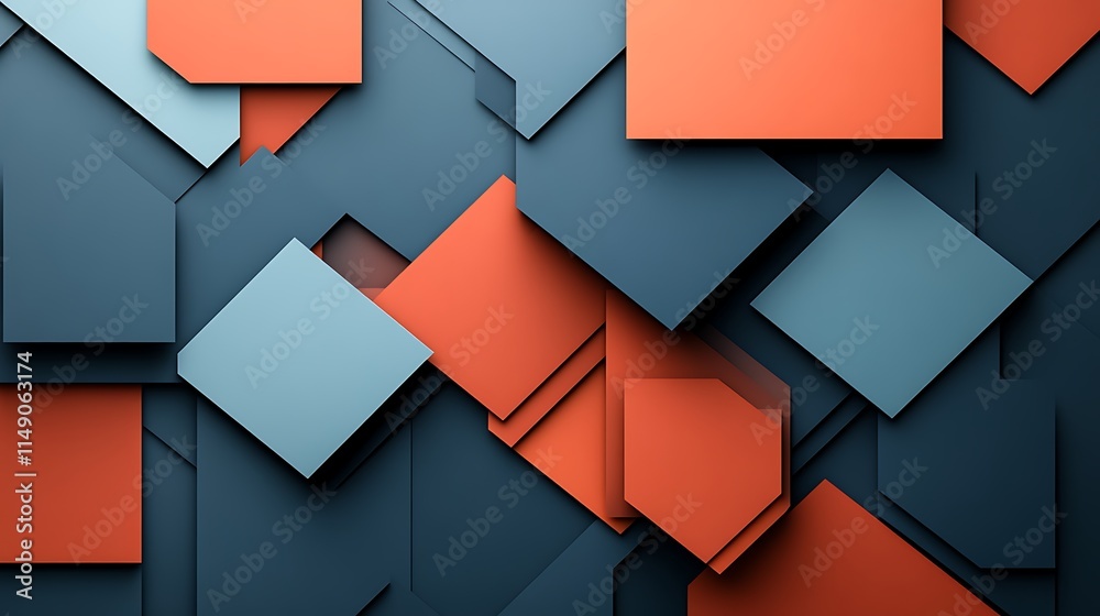 Abstract Geometric Shapes in Blue Orange and Gray Abstract Geometric Shapes in Blue Orange and Gray