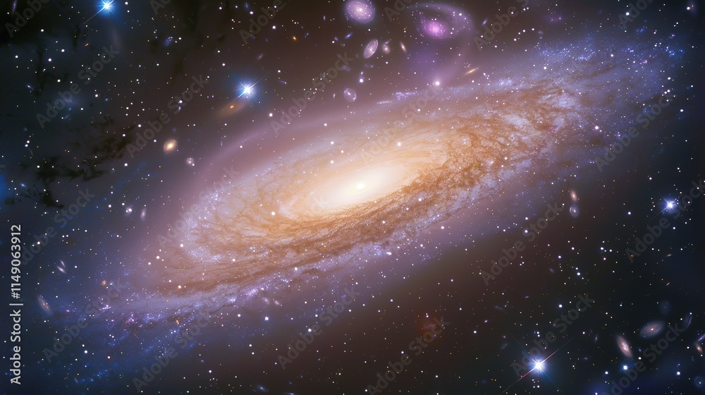 Naklejka premium Desktop wallpaperblue galaxy sky purple galactic